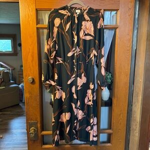 a new day Black and Pink Floral Long Sleeve Dress
